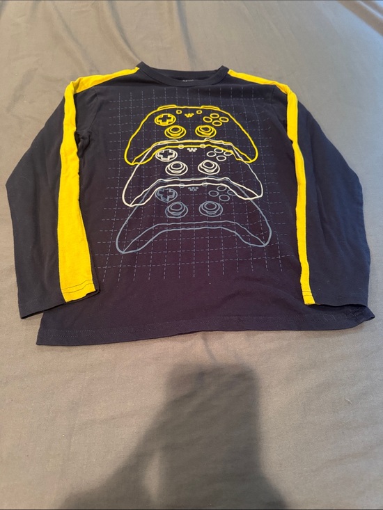 Place Other - Place Boys' Navy Long-Sleeve Controller Graphic Shirt with Yellow Accents